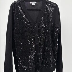 Liz Claiborne Sequin Cardigan Women's Long Sleeve, Size M‎ Color: BLK, NWT S077